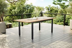 Online Lagos Garten-Essgruppe, 6 Personen inkl. Sitzkissen, ausziehbarer Tisch 150–200 cm, Aluminium/Eukalyptusholz FSC®-zertifiziert Garten-Essgruppen
