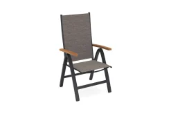 Best Lagos Garten-Essgruppe, schwarz/dunkelgrau, Alu/Eukalyptus/Textilene, 150/200 x 90 cm, ausziehbar, klappbar, witterungsbeständig, FSC®-zertifiziertes Produkt Garten-Essgruppen