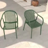 Best Pico Curve Balkon-Set, pestogrün, Kunststoff, Tisch Ø 70 cm und 2 Stapelsessel, UV- und wetterfest Balkonmöbel-Set