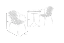 Best Pico Curve Balkon-Set, pestogrün, Kunststoff, Tisch Ø 70 cm und 2 Stapelsessel, UV- und wetterfest Balkonmöbel-Set