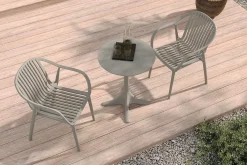 Hot Pico Curve Balkon-Set, grau, Kunststoff, Tisch Ø 70 cm und 2 Stapelsessel, UV- und wetterfest Balkonmöbel-Set