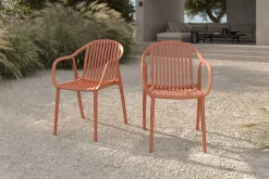 Online Pico Curve Stapelsessel 2er-Set, ziegelrot, Kunststoff, 56,5 x 59,5 x 83 cm, stapelbar, UV-beständig Gartenstühle & Gartensessel
