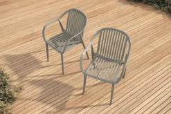 New Pico Curve Stapelsessel 2er-Set, grau, Kunststoff, 56,5 x 59,5 x 83 cm, stapelbar, UV-beständig Gartenstühle & Gartensessel
