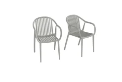 New Pico Curve Stapelsessel 2er-Set, grau, Kunststoff, 56,5 x 59,5 x 83 cm, stapelbar, UV-beständig Gartenstühle & Gartensessel