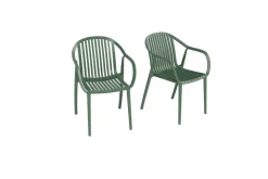Hot Pico Curve Stapelsessel 2er-Set, pestogrün, Kunststoff, 56,5 x 59,5 x 83 cm, stapelbar, UV-beständig Gartenstühle & Gartensessel