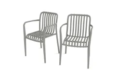 Pico Soft Balkon-Set, grau, Kunststoff, Tisch Ø 70 cm und 2 Stapelsessel, UV-beständig, wetterfest Balkonmöbel-Set
