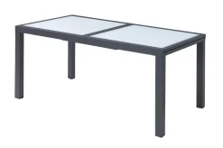 Online Sylvania Ausziehtisch, anthrazit/weiß, Aluminium/Sicherheitsglas, 160/220 x 90 cm, Pulverbeschichtet, UV-Beständig, Mit Fußkappen Gartentische