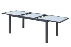 Online Sylvania Ausziehtisch, anthrazit/weiß, Aluminium/Sicherheitsglas, 160/220 x 90 cm, Pulverbeschichtet, UV-Beständig, Mit Fußkappen Gartentische