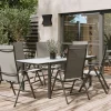 New Sylvania Garten-Essgruppe, 6 Personen, ausziehbarer Tisch 160–220 cm, Aluminium/Textil Garten-Essgruppen|Aluminium-Gartenmöbel
