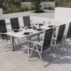 Best Sylvania Garten-Essgruppe, 6 Personen, ausziehbarer Tisch 160–220 cm, Aluminium/Textil Garten-Essgruppen
