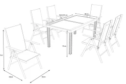 Best Sylvania Garten-Essgruppe, 6 Personen, ausziehbarer Tisch 160–220 cm, Aluminium/Textil Garten-Essgruppen