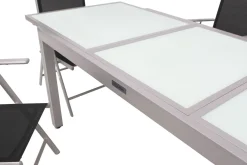 Best Sylvania Garten-Essgruppe, 6 Personen, ausziehbarer Tisch 160–220 cm, Aluminium/Textil Garten-Essgruppen