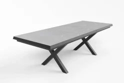 Best Sylvania Garten-Essgruppe mit 6 Klappstühlen, silber/anthrazit, Aluminium/Glas, inkl. Eukalyptus-Armlehnen, ausziehbarer Tisch 160/220 x 90 cm, FSC®-zertifiziertes Produkt Garten-Essgruppen
