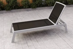 Hot Sylvania Gartenliege, silber/schwarz, Alu/Textil, 198 x 60 x 32 cm, verstellbar Gartenliegen