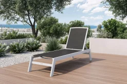 Hot Sylvania Gartenliege, silber/schwarz, Alu/Textil, 198 x 60 x 32 cm, verstellbar Gartenliegen