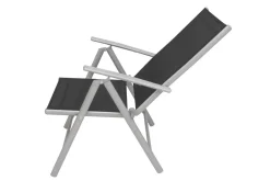 Hot Sylvania Klappstuhl, silber/schwarz, Aluminium/Textil, 68 x 56 x 107 cm, klappbar Aluminium-Gartenmöbel|Gartenstühle & Gartensessel