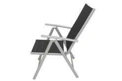 Hot Sylvania Klappstuhl, silber/schwarz, Aluminium/Textil, 68 x 56 x 107 cm, klappbar Aluminium-Gartenmöbel|Gartenstühle & Gartensessel