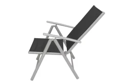 Hot Sylvania Klappstuhl, silber/schwarz, Aluminium/Textil, 68 x 56 x 107 cm, klappbar Aluminium-Gartenmöbel|Gartenstühle & Gartensessel