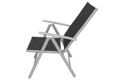 Hot Sylvania Klappstuhl, silber/schwarz, Aluminium/Textil, 68 x 56 x 107 cm, klappbar Aluminium-Gartenmöbel|Gartenstühle & Gartensessel