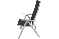 Best Sylvania Klappstuhl, silber/schwarz, Aluminium/Textil, 67 x 58 x 113 cm, klappbar Gartenstühle & Gartensessel