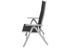 Best Sylvania Klappstuhl, silber/schwarz, Aluminium/Textil, 67 x 58 x 113 cm, klappbar Gartenstühle & Gartensessel