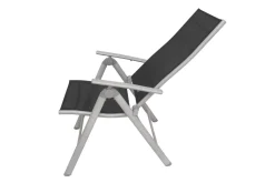 Best Sylvania Klappstuhl, silber/schwarz, Aluminium/Textil, 67 x 58 x 113 cm, klappbar Gartenstühle & Gartensessel