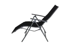 Sylvania Relaxsessel, silber/schwarz, Alu/Textilene, 67 x 58 x 110 cm, klappbar Aluminium-Gartenmöbel|Gartenstühle & Gartensessel