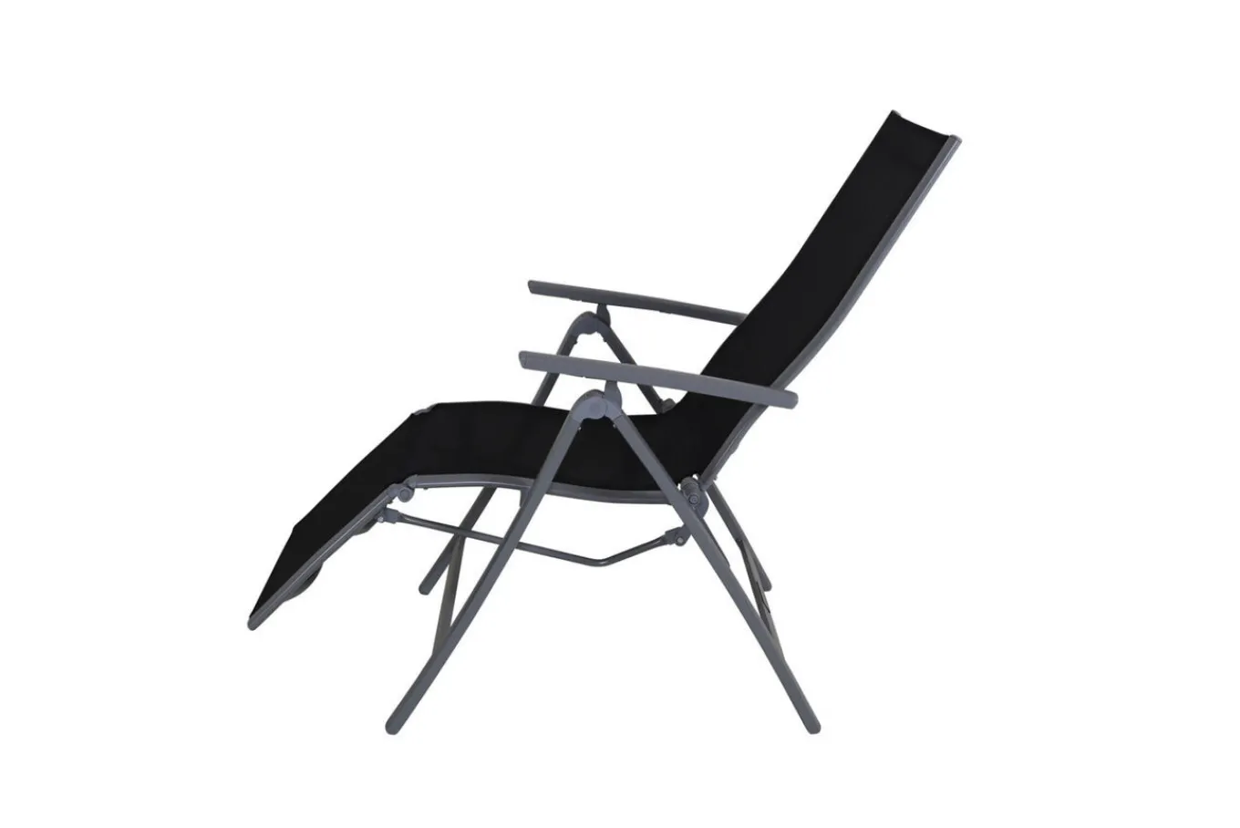 Sylvania Relaxsessel, silber/schwarz, Alu/Textilene, 67 x 58 x 110 cm, klappbar Aluminium-Gartenmöbel|Gartenstühle & Gartensessel