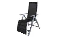 Sylvania Relaxsessel, silber/schwarz, Alu/Textilene, 67 x 58 x 110 cm, klappbar Aluminium-Gartenmöbel|Gartenstühle & Gartensessel