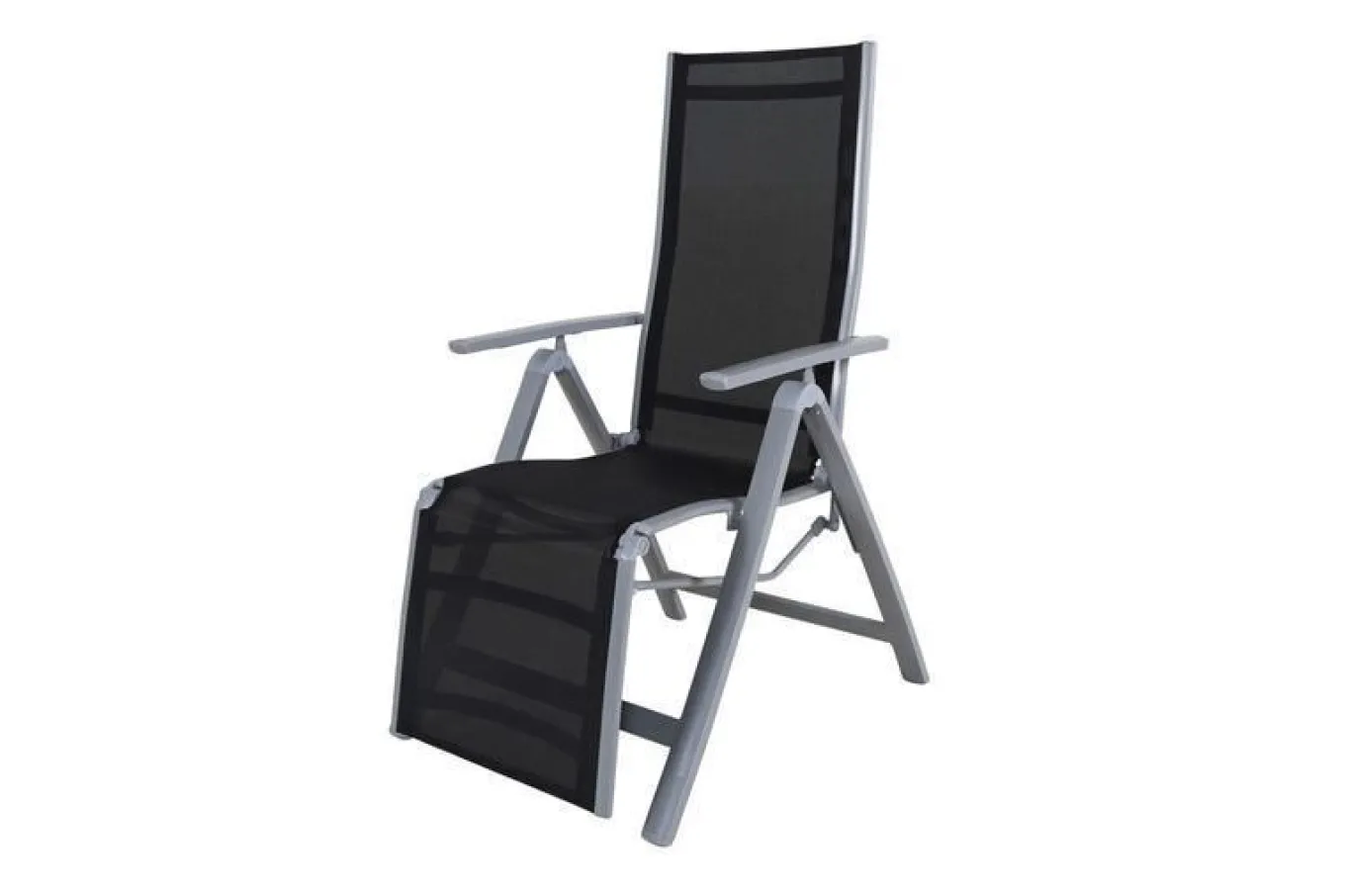 Sylvania Relaxsessel, silber/schwarz, Alu/Textilene, 67 x 58 x 110 cm, klappbar Aluminium-Gartenmöbel|Gartenstühle & Gartensessel