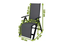 Best Sylvania Relaxsessel, anthrazit/grau, Alu/Textilene, 67 x 58 x 110 cm, klappbar Aluminium-Gartenmöbel|Gartenstühle & Gartensessel