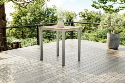 Discount Tasmania Beistelltisch, Silber, Aluminium/Eukalyptus, 45 x 45 cm, witterungsbeständig, mit Fußkappen, FSC®-zertifiziertes Produkt Gartentische|Aluminium-Gartenmöbel