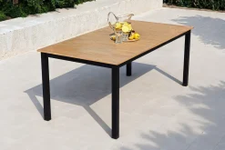 Best Tasmania Esstisch, anthrazit/naturbelassen, Alu/Eukalyptus, 180 x 90 cm, FSC®-zertifiziertes Produkt Gartentische|Aluminium-Gartenmöbel