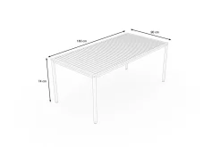 Best Tasmania Esstisch, anthrazit/naturbelassen, Alu/Eukalyptus, 180 x 90 cm, FSC®-zertifiziertes Produkt Gartentische|Aluminium-Gartenmöbel