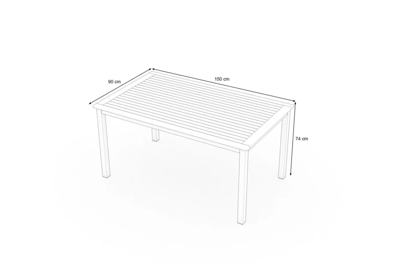 Sale Tasmania Esstisch, Silber/Natural, Aluminium/Eukalyptus, 150 x 90 cm, mit Fußkappen, hohe Belastbarkeit, FSC®-zertifiziertes Produkt Gartentische|Aluminium-Gartenmöbel