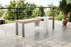 Best Tasmania Gartenbank, Silver, Aluminium/Eukalyptus, hohe Belastbarkeit, FSC®-zertifiziertes Produkt Aluminium-Gartenmöbel|Gartenbänke & Gartensofas