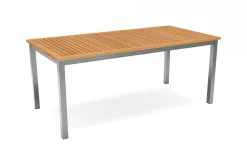 Online Tasmania Garten-Essgruppe, silber, Alu / Eukalyptus / Textilene, Tisch 180 x 90 cm, 4 Klappstühle, FSC®-zertifiziertes Produkt Garten-Essgruppen|Aluminium-Gartenmöbel