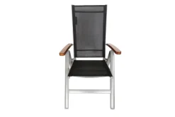 Online Tasmania Garten-Essgruppe, silber, Alu / Eukalyptus / Textilene, Tisch 180 x 90 cm, 4 Klappstühle, FSC®-zertifiziertes Produkt Garten-Essgruppen|Aluminium-Gartenmöbel