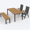 Online Tasmania Garten-Essgruppe mit Bank und 2 Klappstühlen, anthrazit/natur, Aluminium/Eukalyptus, Tischplatte 180 x 90 cm, FSC®-zertifiziertes Produkt Garten-Essgruppen