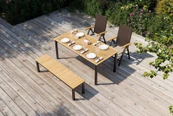 Online Tasmania Garten-Essgruppe mit Bank und 2 Klappstühlen, anthrazit/natur, Aluminium/Eukalyptus, Tischplatte 180 x 90 cm, FSC®-zertifiziertes Produkt Garten-Essgruppen