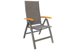 Online Tasmania Garten-Essgruppe mit Bank und 2 Klappstühlen, anthrazit/natur, Aluminium/Eukalyptus, Tischplatte 180 x 90 cm, FSC®-zertifiziertes Produkt Garten-Essgruppen