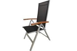 Sale Tasmania Klappstuhl, silber, Alu/Textilene/Eukalyptus, verstellbar, hohe Belastbarkeit, FSC®-zertifiziertes Produkt Aluminium-Gartenmöbel|Gartenstühle & Gartensessel