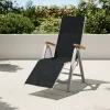 Online Tasmania Relaxsessel, silber/schwarz, Alu/Textilene, Eukalyptus-Armlehnen, höhenverstellbar, FSC®-zertifiziertes Produkt Aluminium-Gartenmöbel|Gartenstühle & Gartensessel