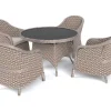 Online Valento Garten-Essgruppe, natur/schwarz, Alu/Polyrattan, Tischplatte rund Ø120 cm, inkl. 4 Sessel Garten-Essgruppen