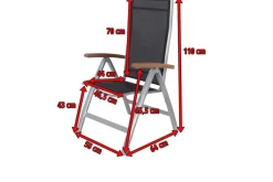 Online Victoria Klappstuhl, silber/schwarz, Alu/Textilene, 64 x 58 x 110 cm, zertifiziertes Material, FSC®-zertifiziertes Produkt Aluminium-Gartenmöbel|Gartenstühle & Gartensessel